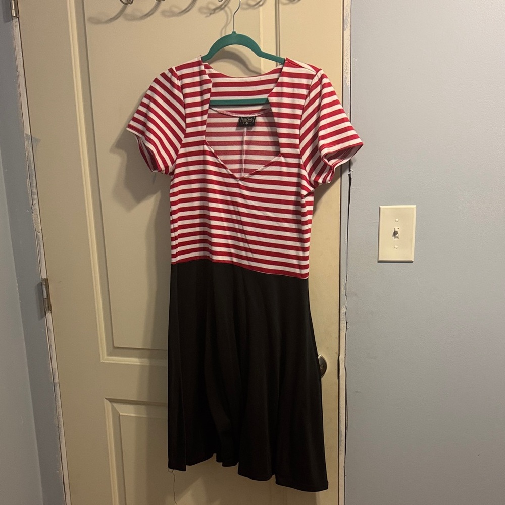 City Threads Red and White Striped Kids Dress